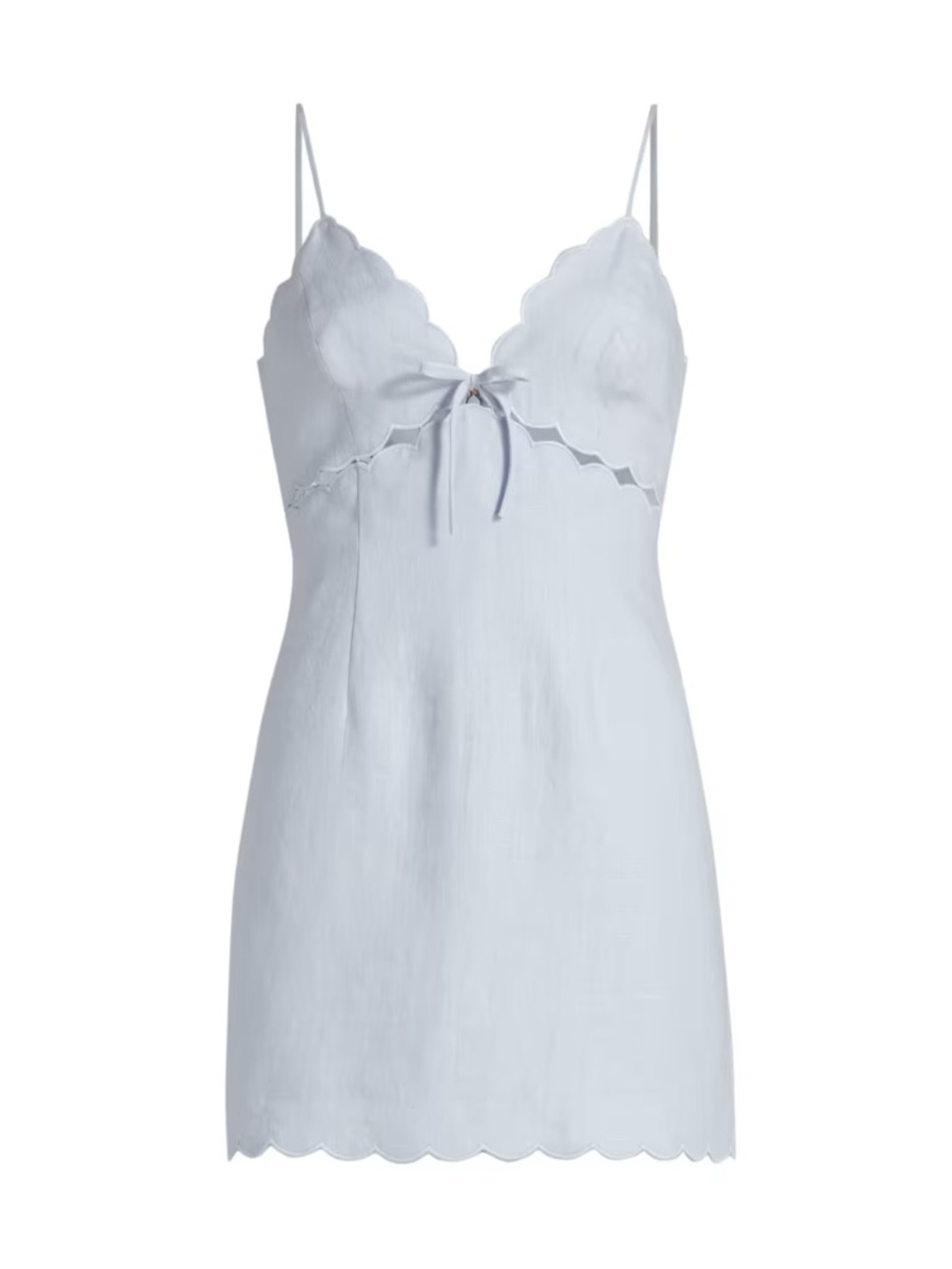 LoveShackFancy Pale Blue Scalloped Slip Mini Dress